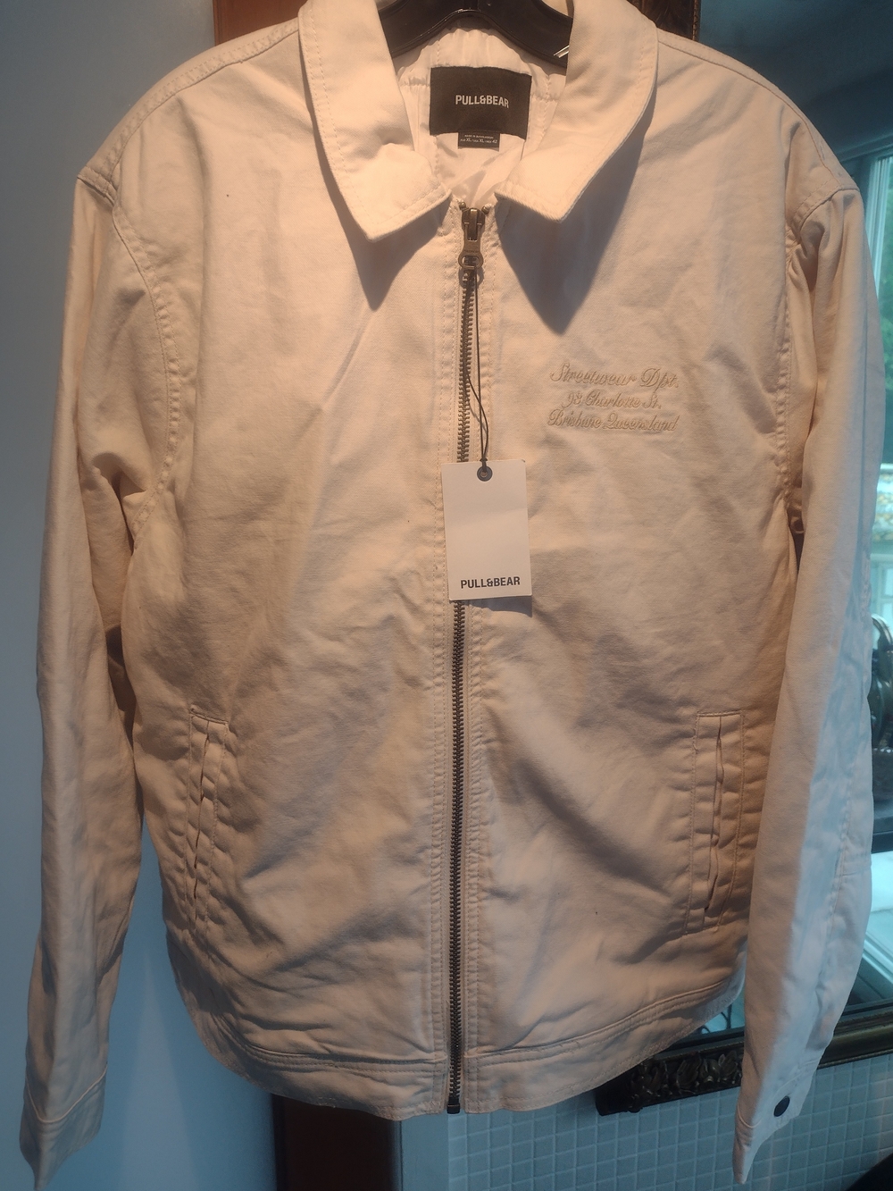 Pull&Bear Light Cream Zip-Up Shirt Jacket